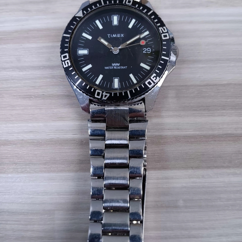Vintage Timex Black Dial Lolipop Second Hand Manual Winding Watch Running Great - Picture 2 of 5